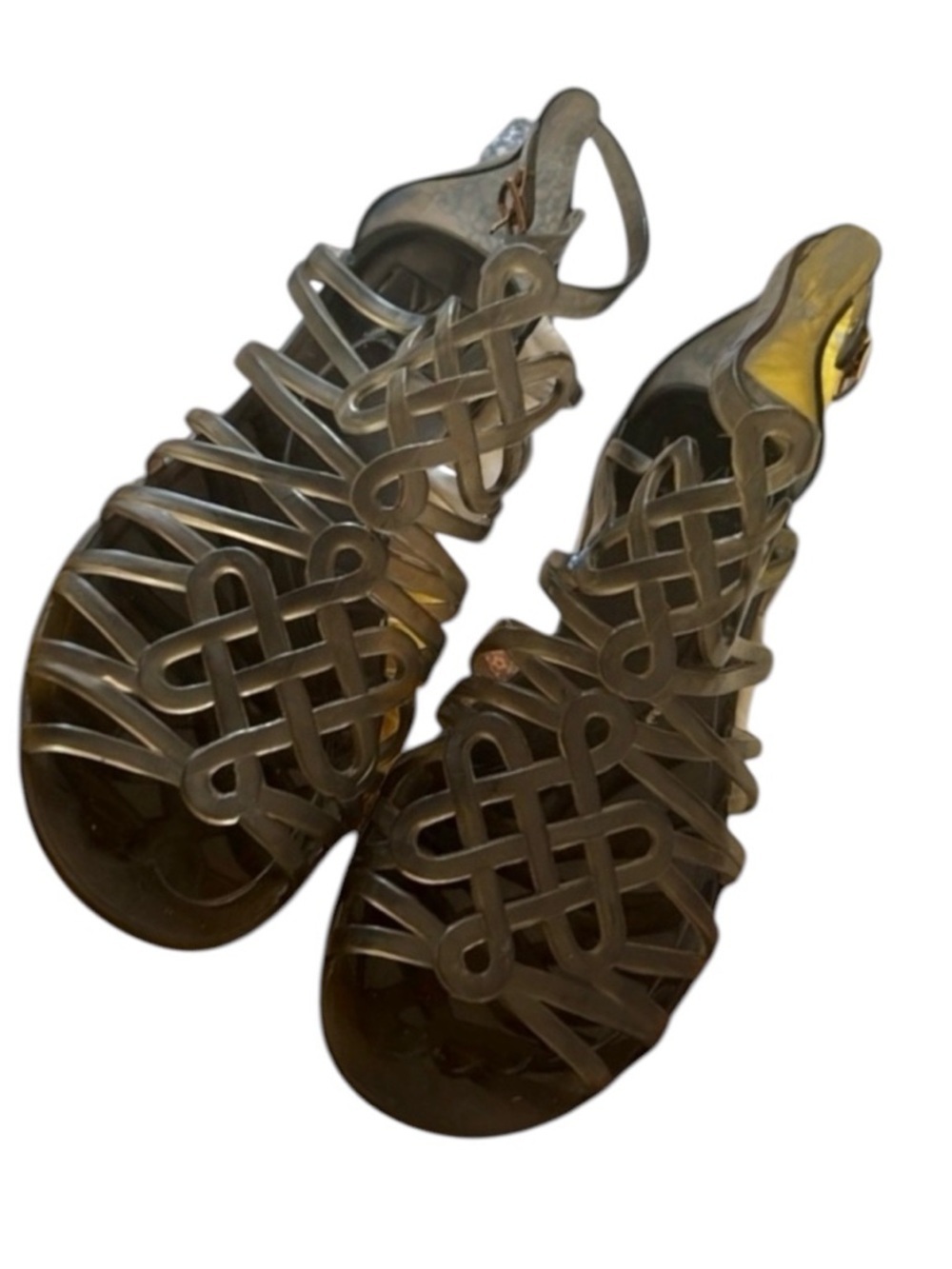 Diane von Furstenberg Sandals, women's
10, Gray, "Jaya Love Knot" euc DVF